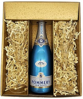 Geschenkbox Champagner Pommery - Gold -1 Blue sky - 2 Champagnergläser CHEF & SOMMELIER