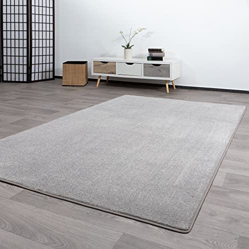 Steffensmeier Kurzflor Teppich Pisa | Wohnzimmerteppich | Modern | Pflegeleicht | Taupe, Größe: 60x120 cm