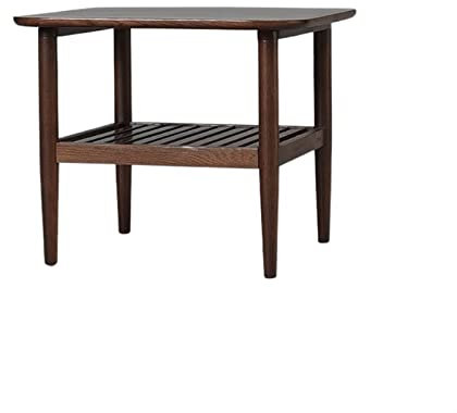 KIZQYN Kaffeetisch Moderne hölzerne Couchtisch-Doppelschicht-Quadrat-Sofa-Eckschrank Wohnzimmer-Schlafzimmer-Balkon-Beistelltisch Beistelltisch