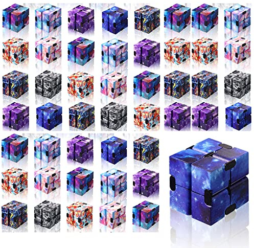 Chivao 48 Pcs Infinity Cube Sensory Toy Infinite Cube Fidget Toy Stress Relieving Handheld Infinite Flipping Hand Desk Gift Portable Blocks for Teen Adult Anxiety Stress Relief(Starry Sky Style)