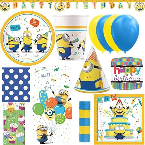 Partyset Minions Geburtstagsdeko Kindergeburtstag Party Deko Set blau gelb