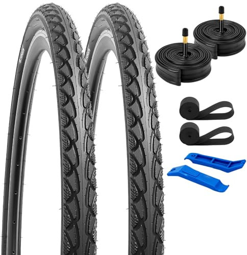 YunSCM 2er-Pack Faltbarer 28 Zoll Reifen 28x1.75 700x45C ETRTO 47-622 und 700C Schlauch AV Schrader Ventil kompatibel Bike 45-622 700x45C Fahrradreifen und schlauche