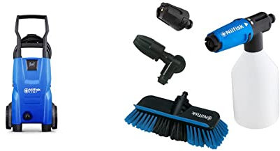 Nilfisk C 110 bar Pressure Washer – Electric Power Washer for Household, Outdoor, Car Washing and Garden Tasks (Blue) & Alto Click & Clean Car Cleaning Kit