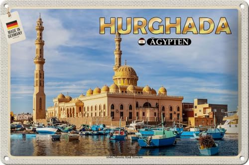 Metall Schild 20x30cm gewölbt Hurghada Ägypten Abdel Moneim Riad Moschee