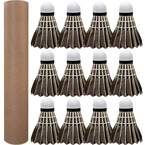 Fituenly 12er Pack Badminton Federbälle, Gänsefeder Badminton Bälle, Hochgeschwindigkeits Trainingsport Badminton Bälle Für Indoor- Und Outdoor-Sportarten