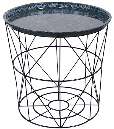 Versatile Metal Round Wire Side End Table with Storage - Stylish, Durable, and Space-Saving for Living Rooms, Bedrooms, and Offices - 40cm (Dia.) x 40cm (H) (Green)