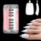 NOVO OVO 120 pcs Long Toe Nail Tips Press on, Curved Full Cover Longtoes Claw, White Double Matte Fake Nail Extension for Pedicure Acrylic, Tapered Square Soft Gel False Toenails x 12 Sizes in Box