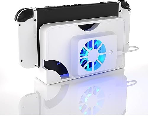 Ventilador de Enfriamiento Súper Rápido para Switch OLED Dock, Reemplazo de Enfriador para Switch OLED con 3000 ± 10% R/min Luz LED Turbo Fan para Enfriamiento de Consola de Juegos
