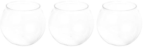 PATKAW 3pcs Plastic Fish Bowl Small Transparent Round Fish Tank Desktop Aquarium Clear Bubble Bowl Goldfish Turtle Tank Hydroponic Planter Container