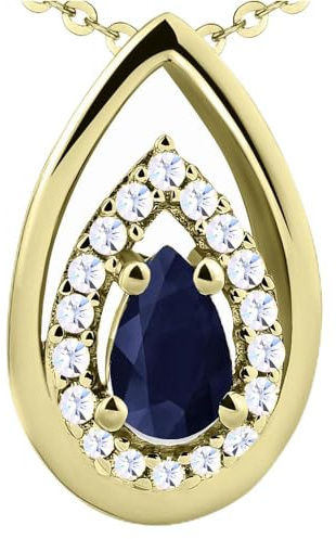 Limana Damen Kette echter Rubin Saphir Edelstein 925 Sterling Silber rot blau Gold Anhänger 45+5cm Geschenk für Frau Freundin Ehefrau Valentinstag