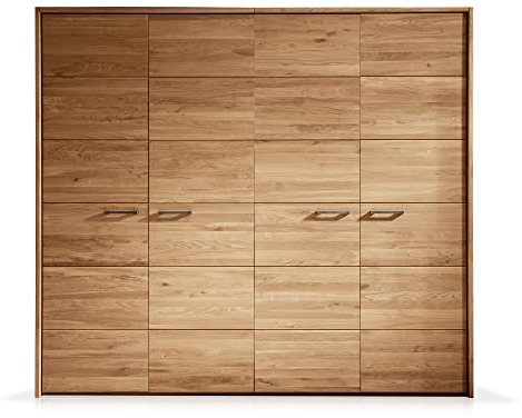 moebel-eins Toronto Kleiderschrank inkl. Passepartoutrahmen, Material Massivholz, Wildeiche geölt, 4-türig, Wildeiche geölt