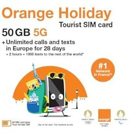 Carte SIM Orange Holiday Tourism 50Go / 5G