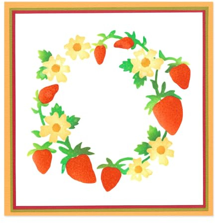 Sizzix Layered Stencils-Strawberry Wreath, White, One Size