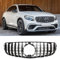 Auto Front Kühlergrille für Mercedes Benz GLC W253 X253 C253 2016 2017 2018 2019 GT AMG,Vorne Kapuze Kühlergrill Grill KüHler Ersatz Dekoration Zubehör,B-Silver