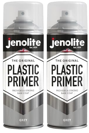 JENOLITE Plastic Primer Spray Paint | GREY | 2x400ml | Premium Quality Plastic Primer | Promotes Adhesion | Primer Spray Paint for Automotive, Garden Furniture, Models & Other Hard Plastics