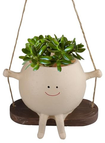 Vasi da fiori sospesi con faccia oscillante, vasi da fiori divertenti, fioriera con faccia, vaso da fiori altalena, vaso da fiori decorativo sospeso per la scuola, il giardino, la camera da letto