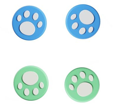 GEEMEE für Switch/OLED/Switch Lite Daumengriffkappen, 4 Stück Controller Cap Joystick Kappen, Katzenpfote Silikonhülle rutschfest Joystick Abdeckungen Ersatz Joystick Grip Button Caps, (Grün & Blau)