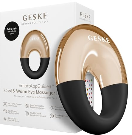 GESKE Cool & Warm Eye Massager | 7-in-1 Augenmassagegerät | SmartAppGuided™ | Massagegerät für die Augen | Batterielose Wärme- & Kühltechnologie | Gegen Augenringe & Tränensäcke