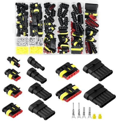 QWORK® 708 Stück KFZ Stecker Wasserdicht Set, 1/2/3/4/5/6 Polig Kabel Steckverbinder Stecker, für KFZ LKW Motorrad