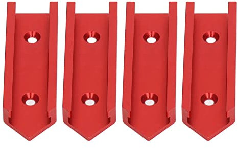 4 Pcs T-Track Connector, Unviersal 100mm Length 30mm Width Aluminium Alloy T Track Intersection Kit for Woodworking (Red)