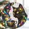 8,9 cm Keramik Schwarz Katze Ornament Weihnachten Ornament Katze Weihnachtsschmuck für Baum Weihnachtsdeko Christbaumschmuck Erbstück Andenken Geschenkaustausch Geschenkidee Kugel Geschenk