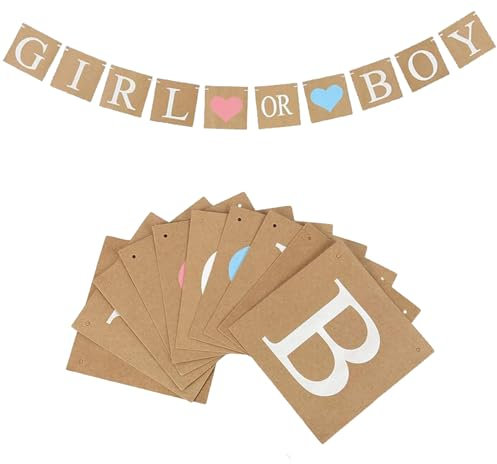 Gender Reveal Party Deko,Boy Or Girl Deko Set,Boy Or Girls Girlande Kuchen Deko,Zauberhafte Dekoration für Gender Reveal Girlande und Baby Shower,Babyparty Girlande für Jungen oder Mädchen 