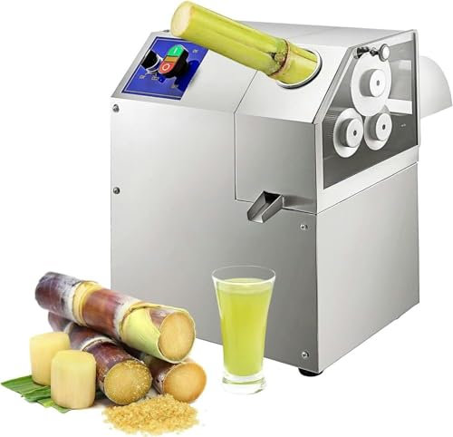UQACHG Extracteur de jus de Canne à Sucre et Gingembre électrique avec 3 Rouleaux en Acier Inoxydable Machine à Presser la Canne à Sucre