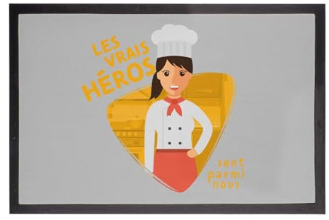 Fabulous Fußmatte Grau – Die echten Helden – Herd Beruf Küche Chef – Maße: 75 x 50 cm
