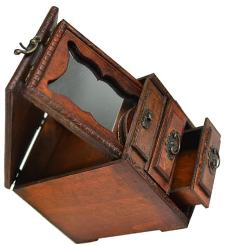 HYTROVE Schmuckkästchen Aus Holz Mit Spiegel Organizer Für Ringe Halsketten Und Ohrringe Vintage-schmuckkästchen Für Antiken Schmuck Und Make-up-utensilien