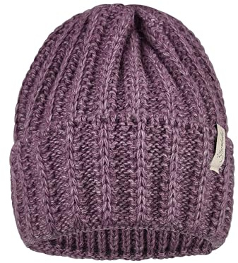 Sterntaler Strickmütze mit Umschlag und Rippstruktur – Unisex Baby- und Kinder-Mütze für kühle Tage – warme und atmungsaktive Strickmütze – bequem und langlebig, Purpur, Größe 53