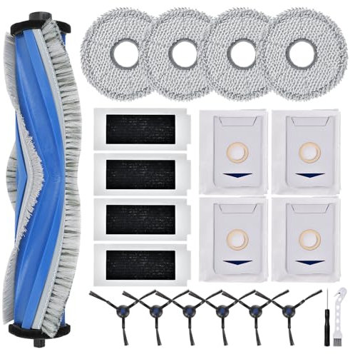 Attemart Accessoires pour Ecovacs Deebot T30 Omni, T30 Pro Omni aspirateur robot pièces de rechange, 1 Brosse Principale, 4 Filtres, 4 Serpillières, 4 Sacs à poussière, 6 Brosses Latérales, 20 pièces