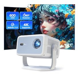 Smart Proyector Nativo 1080P 4K Supote 12000 Lúmenes, Auto Focus Auto Keystone, App Integrada, 270° Rotable Proyector Portátil Compatibile con HDMI/TV Stick/Memory Stick/Laptop LumeCube 018