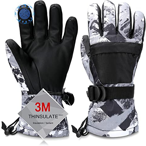 Odtmger wasserdichte Winter Ski Handschuhe, Warm Touchscreen Schneehandschuhe für Eltern und Kinder, Ideal zum Skifahren & Snowboarden