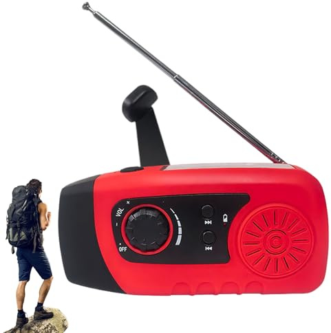 Radio À Manivelle,Radio Solaire Et À Manivelle avec Batterie Rechargeable 2000mAh | Lampe Torche LED, Batterie Rechargeable, Chargeur de Téléphone pour Randonnée Urgence Survie Extérieur et Maison