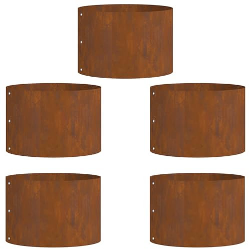 vidaXL Garten 5 pcs Braun 30 x 30 x 20 cm Cortenstahl, Moderne Pflanzenständer, runder und stabiler Stahlhalter, minimalistisch für Garten, Terrasse oder Innenraum.
