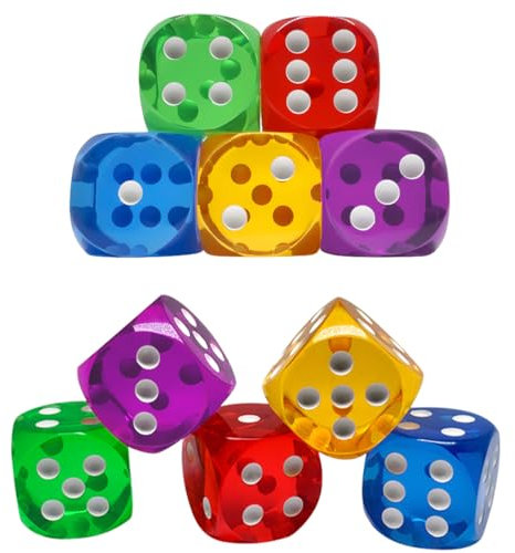 COYUN 10 Stück Würfel Bunt Set 6-Seitig, 14 mm, D6 Dice mit Runden Ecken, Bunt Würfel für Tenzi, Farben Würfel Set, Würfel für Würfelspiele Tischspiele, 5 Farben