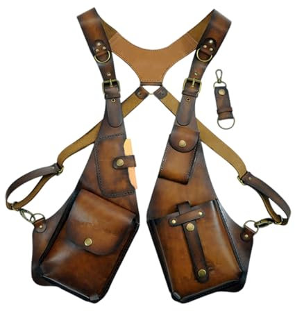 RUMAOZIA Leder SchulterHolster Tasche, Verstellbarer Schultergurt, Retro Unterarm Pouch, Universelles vertikales PistolenHolster, Anti-Diebstahl-Holster für Outdoor-Reisen
