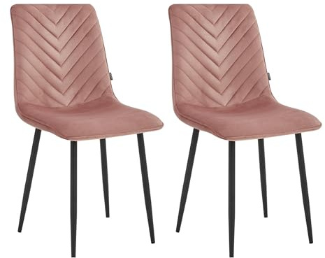 Colenis Chaise Salle à Manger, Lot de 2, Velours Rose Doux, Design scandinave Moderne, Chaise élégante pour intérieur Lumineux, Pieds métal Noir,Senny