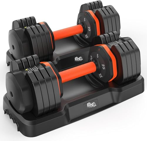 11,3 kg verstellbares Hantel-Set, verstellbare Hanteln von 2,3 kg bis 11,3 kg (insgesamt 22,7 kg), 6,8 bis 25 kg Optionen, rutschfester Griff für Krafttraining zu Hause
