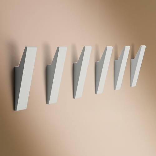 Designfabrik Hamburg Garderobenhaken | 6er-Set Weiß | verdeckte Wandmontage