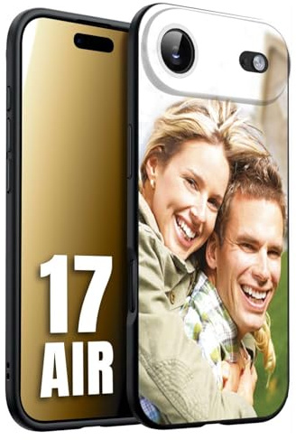 CUSTOMIZZA - Custodia cover nera morbida in tpu compatibile per iPhone 17 AIR personalizzata con foto immagine scritta a piacere