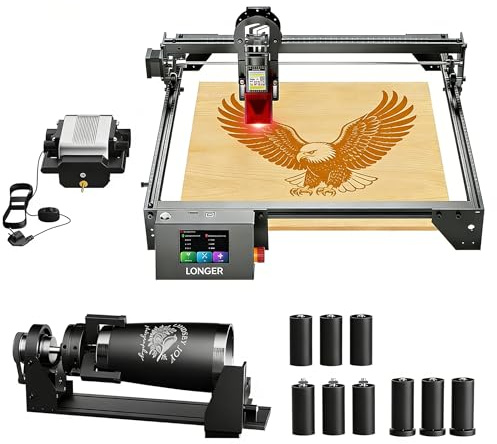 Longer Ray5 10W Laser Engraver with Air Assist Kit 3-in-1 Rotary Roller Kit DIY CNC Laser Cutter Tool for Metal Glass Wood,Engraving Area 400 * 400mm