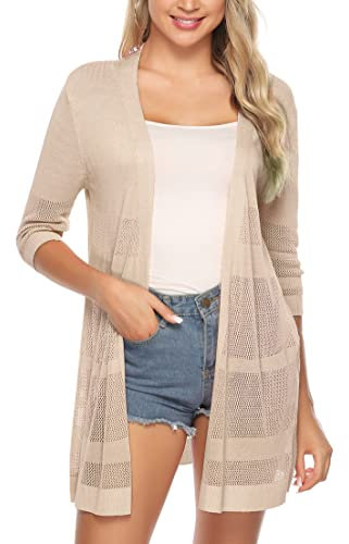 Sykooria Cardigan Donna Lungo Elegante Coprispalle con Manica Lunga Leggero e Traspirante Bolero Lavorato a Maglia per Primavera Estivo Autunno