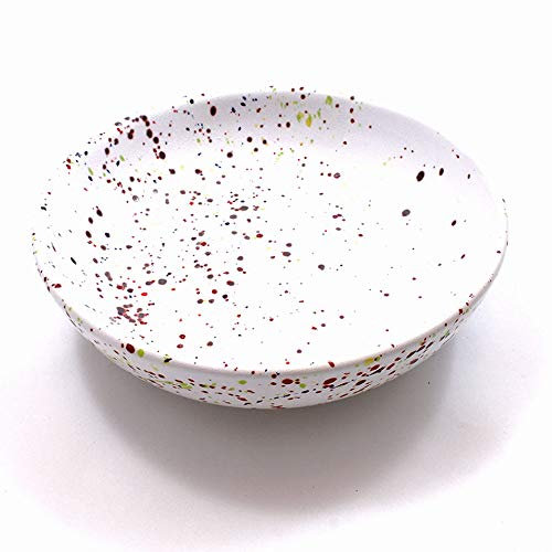 Ceramiche Lega Piatto Fondo Ciotola in Maiolica di Faenza con Schizzi di Colori Collezione Pois