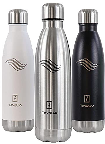 TAVIALO Edelstahl Trinkflasche – Isolierflasche 500ml/750ml/1000ml, BPA-frei, Kohlensäure-geeignet, doppelwandig, hält Getränke 24h kalt & 12h heiß – für Sport, Reisen & Outdoor (Schwarz)