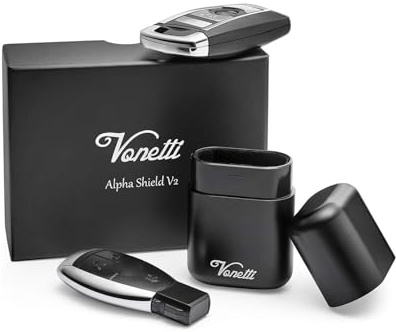 VONETTI Alpha Shield V2 Premium Keyless Go Schutz, Alubox für Auto Schlüsselhalter RFID Blocking Case, Autoschlüssel Safe Box, Auto Keyless Entry Fob Guard Signal Blocker Faraday Tin (9.5, Schwarz)
