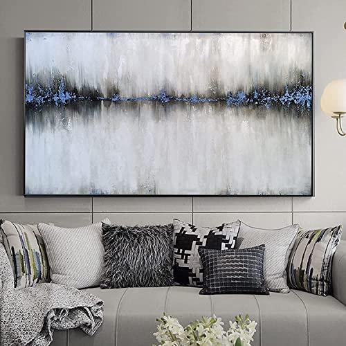 Abstrakt Leinwand Bilder Gold 50x100cm, Grau Gold Retro Kunst Gemälde Canvas Poster Grau Wandbild Rahmenlos (Grau Blau,70x140cm)