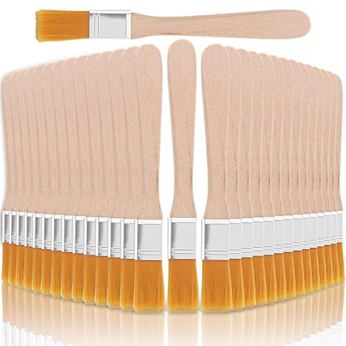 FYSL 30 Stück Malerpinsel Nylonborsten 12cm lang Lackpinsel Flachpinsel, Malerpinsel Set Farbe Streichen Pinselset Lasurpinsel Flächenstreicher für Kunst Malerarbeiten Malerei Wandfarbe Lacke Gelb