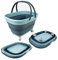 SAMMART 17L Faltbarer Korb mit Griff – Tragbarer Outdoor-Picknickkorb/Krater und 360° drehbare Räder – Faltbare Einkaufstasche – Platzsparender Aufbewahrungsbehälter (Seeblau/Blattblau, 1)