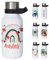 GRAZDesign Thermosflasche mit Henkel - Trinkflasche personalisiert mit Namen, auslaufsicher, BPA-frei, Edelstahl, Kohlensäure geeignet (Regenbogen, 380ml)